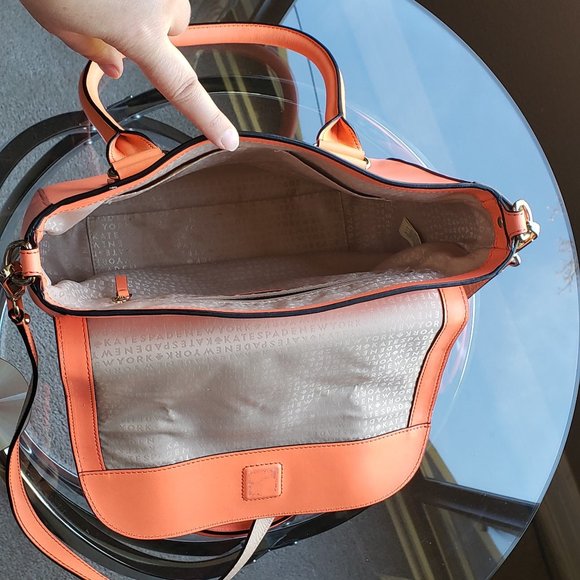 NEW KATE SPADE BOND STREET FLO CORAL PEACH 2 TONE SATCHEL HANDBAG CROSSBODY - Picture 11 of 13